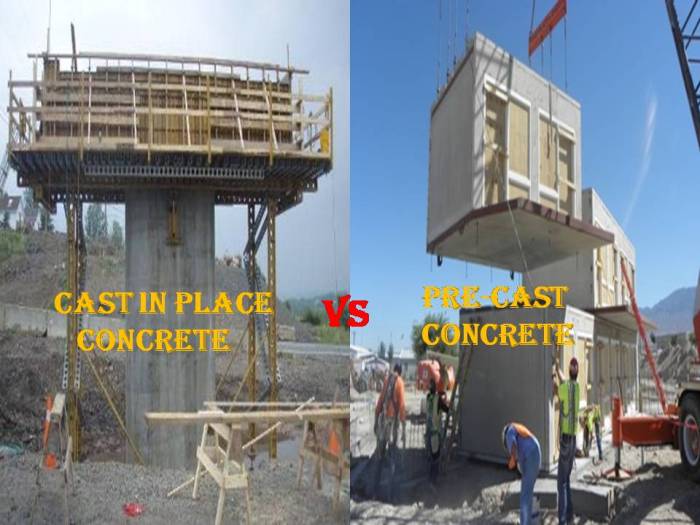 Which concrete building type of construction may be cast larger