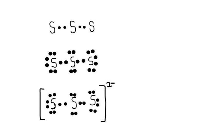 Draw the lewis structure for the polyatomic trisulfide